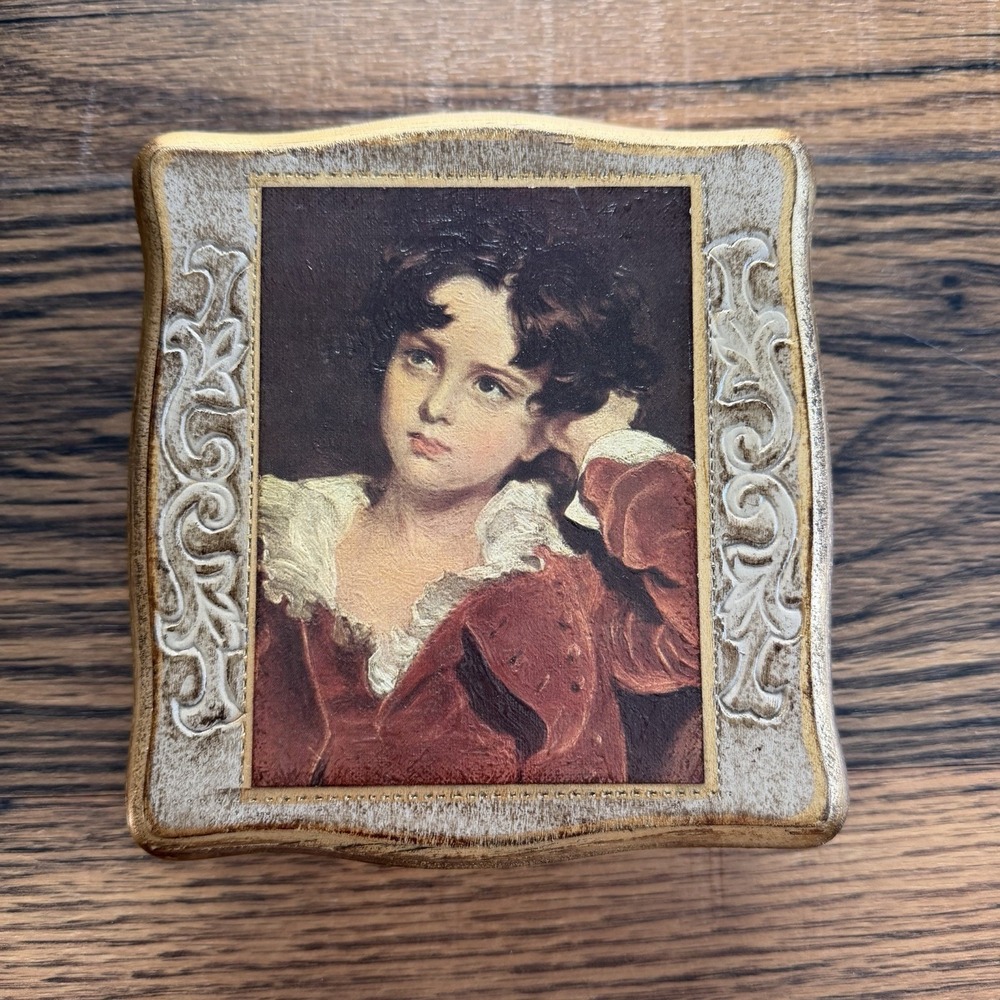 Vintage Wooden Victorian Trinket Jewelry Box Red Lined 5x6"